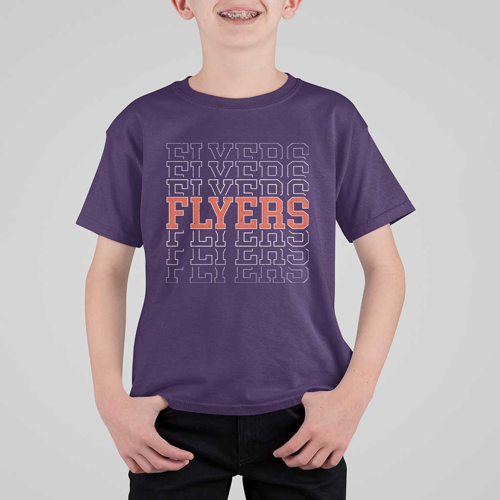 Retro Flyers Name Script Style T Shirt For Kid Vintage Distressed Graphic Sports Fan Pride