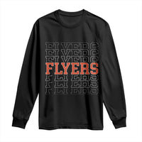 Retro Flyers Name Script Style Long Sleeve Shirt Vintage Distressed Graphic Sports Fan Pride