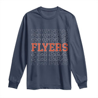 Retro Flyers Name Script Style Long Sleeve Shirt Vintage Distressed Graphic Sports Fan Pride