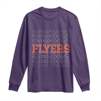 Retro Flyers Name Script Style Long Sleeve Shirt Vintage Distressed Graphic Sports Fan Pride