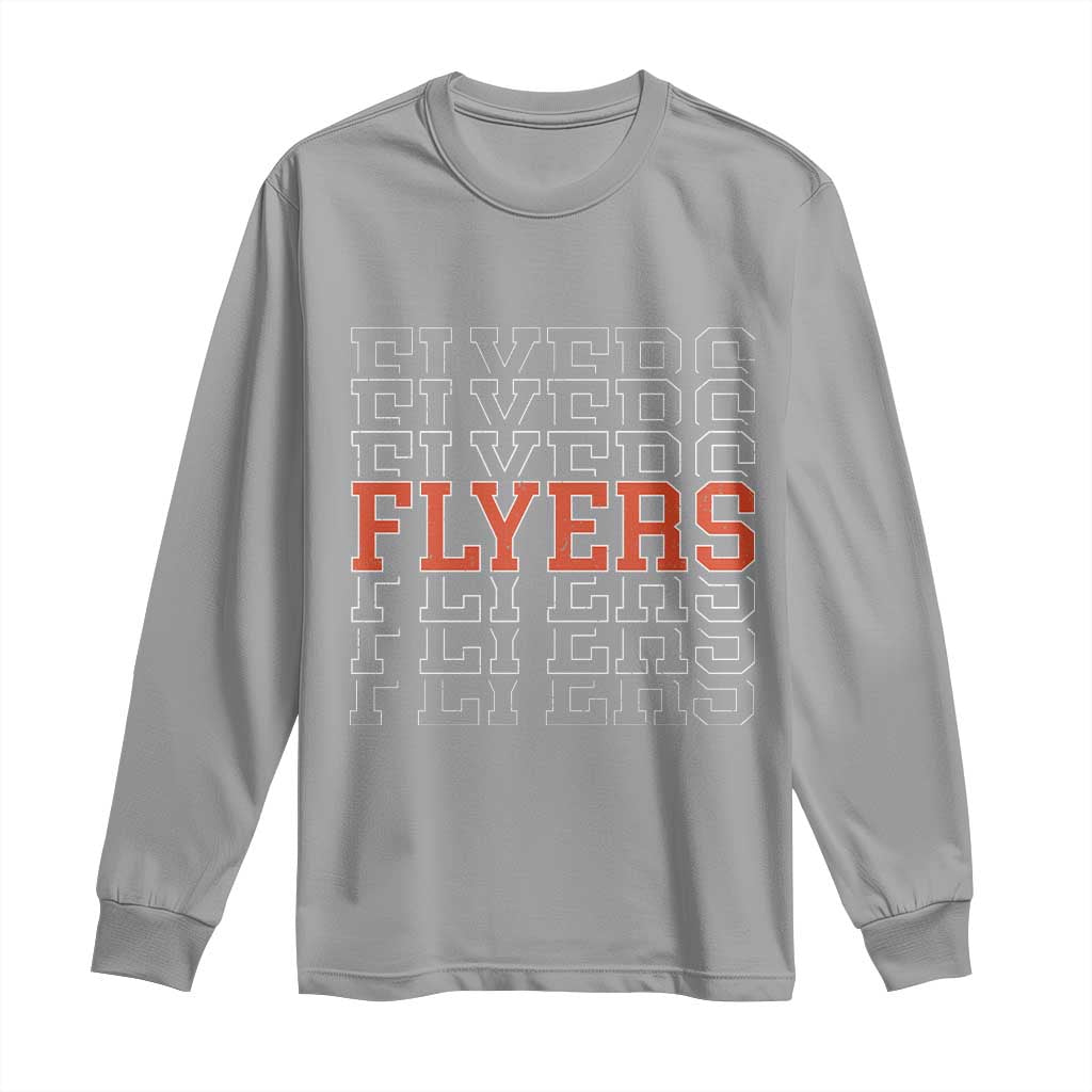 Retro Flyers Name Script Style Long Sleeve Shirt Vintage Distressed Graphic Sports Fan Pride