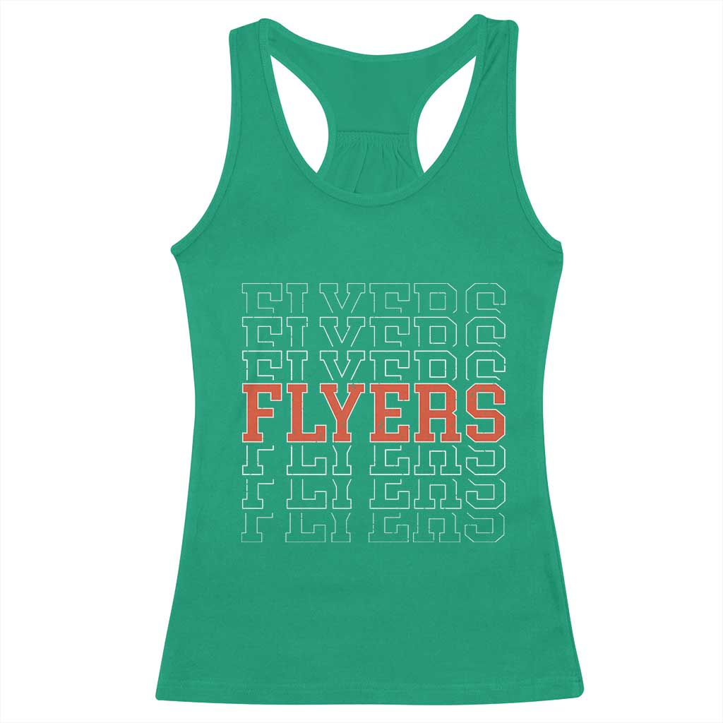 Retro Flyers Name Script Style Racerback Tank Top Vintage Distressed Graphic Sports Fan Pride