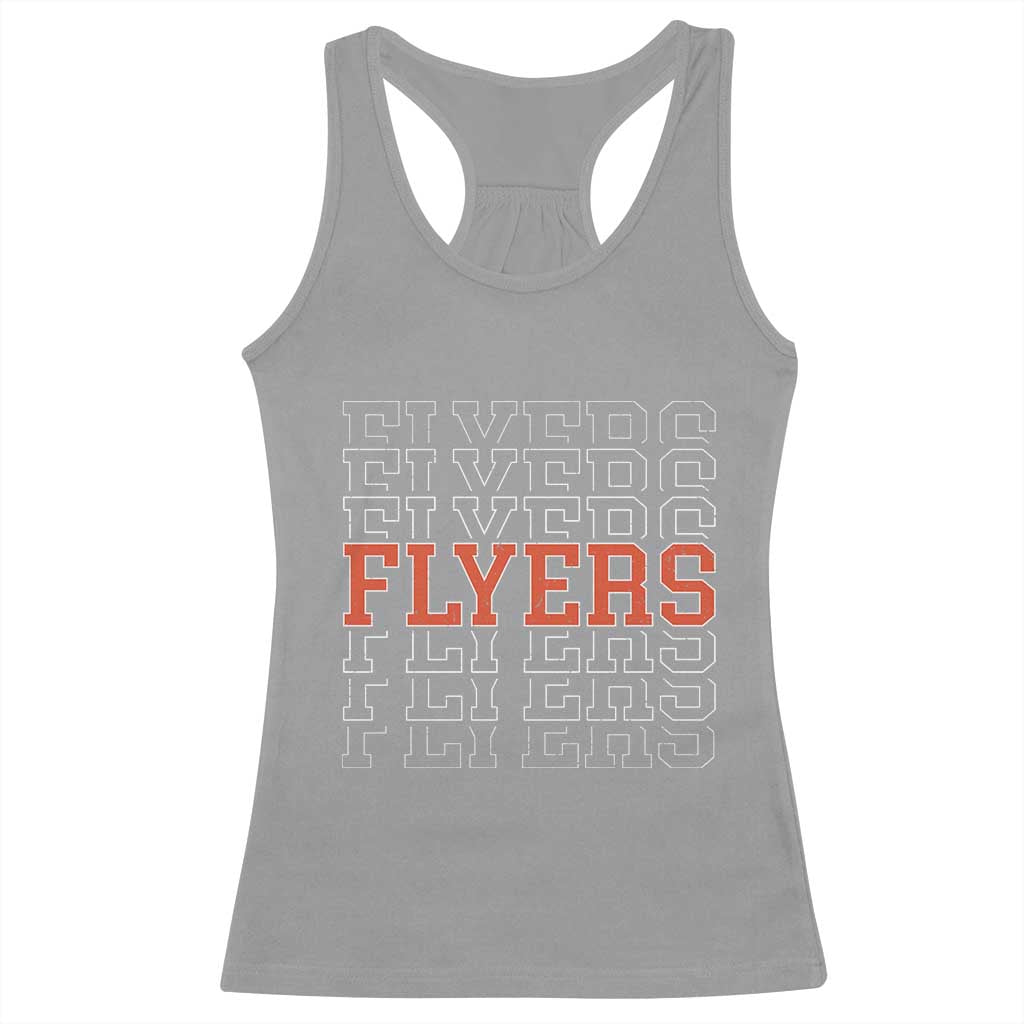 Retro Flyers Name Script Style Racerback Tank Top Vintage Distressed Graphic Sports Fan Pride