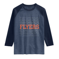 Retro Flyers Name Script Style Raglan Shirt Vintage Distressed Graphic Sports Fan Pride