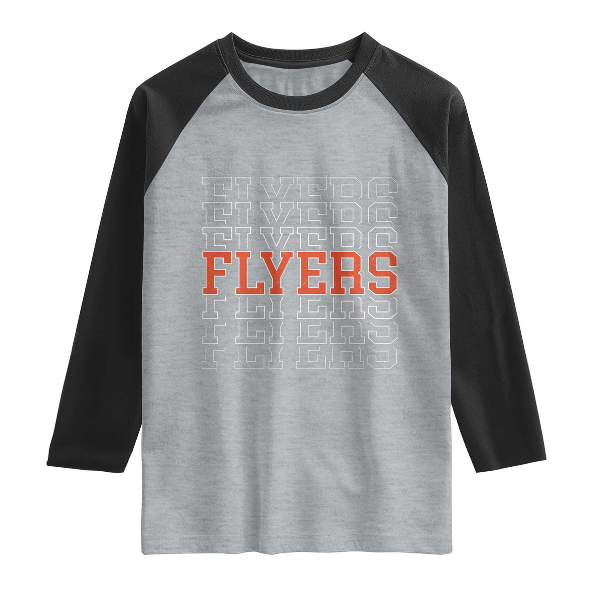 Retro Flyers Name Script Style Raglan Shirt Vintage Distressed Graphic Sports Fan Pride