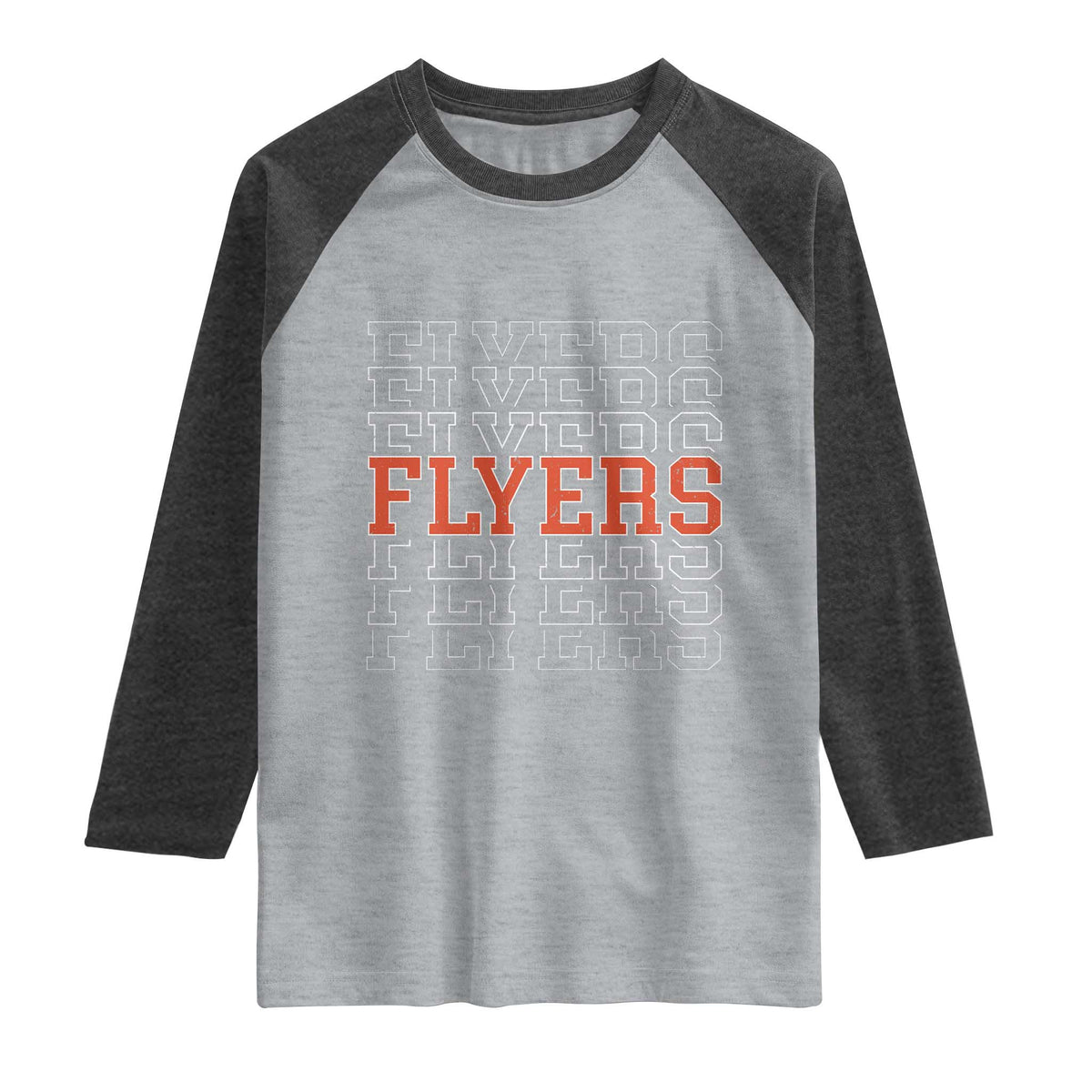 Retro Flyers Name Script Style Raglan Shirt Vintage Distressed Graphic Sports Fan Pride