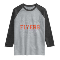 Retro Flyers Name Script Style Raglan Shirt Vintage Distressed Graphic Sports Fan Pride