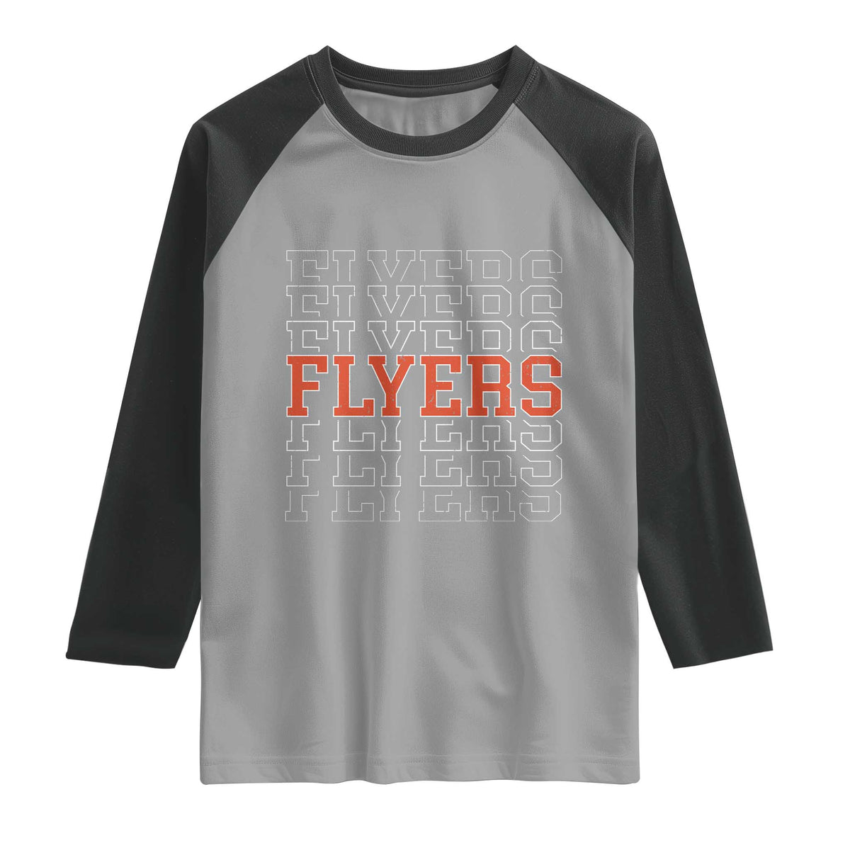 Retro Flyers Name Script Style Raglan Shirt Vintage Distressed Graphic Sports Fan Pride
