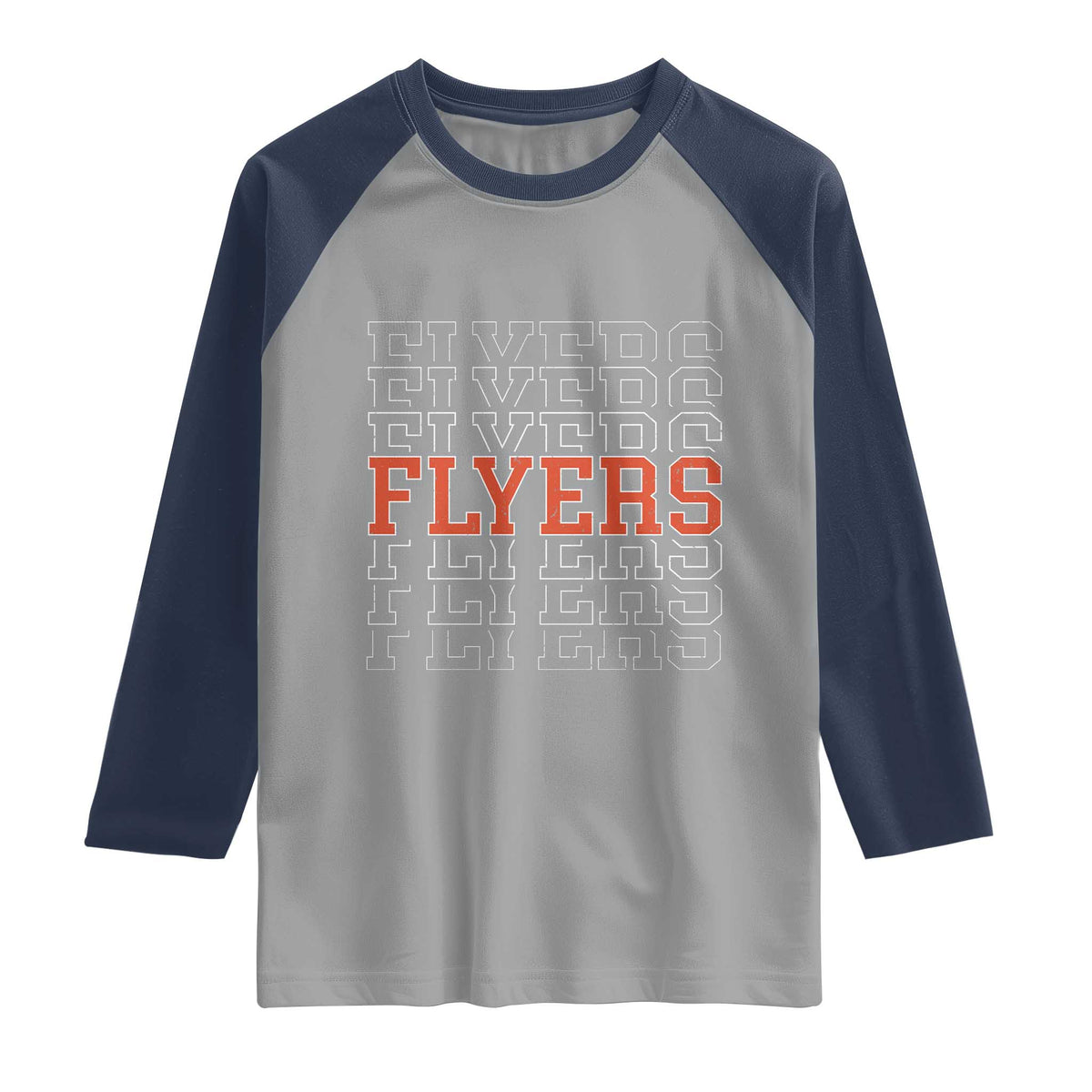 Retro Flyers Name Script Style Raglan Shirt Vintage Distressed Graphic Sports Fan Pride