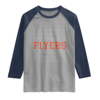 Retro Flyers Name Script Style Raglan Shirt Vintage Distressed Graphic Sports Fan Pride