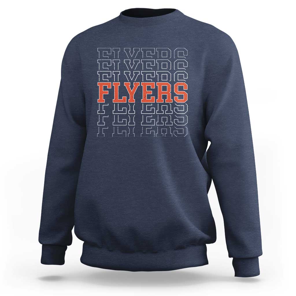 Retro Flyers Name Script Style Sweatshirt Vintage Distressed Graphic Sports Fan Pride