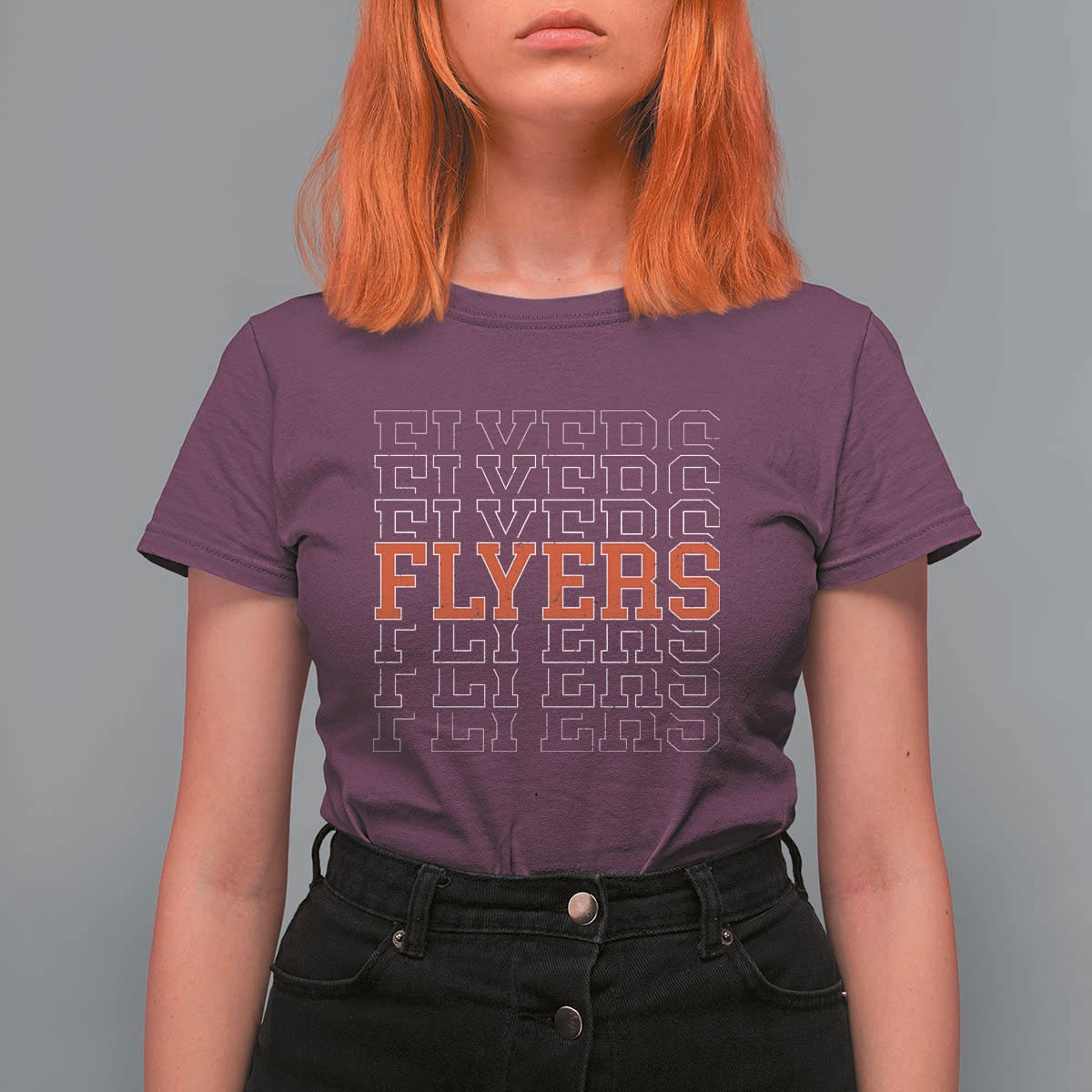 Retro Flyers Name Script Style T Shirt For Women Vintage Distressed Graphic Sports Fan Pride