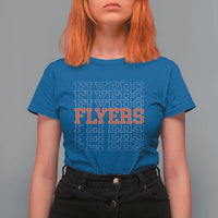 Retro Flyers Name Script Style T Shirt For Women Vintage Distressed Graphic Sports Fan Pride