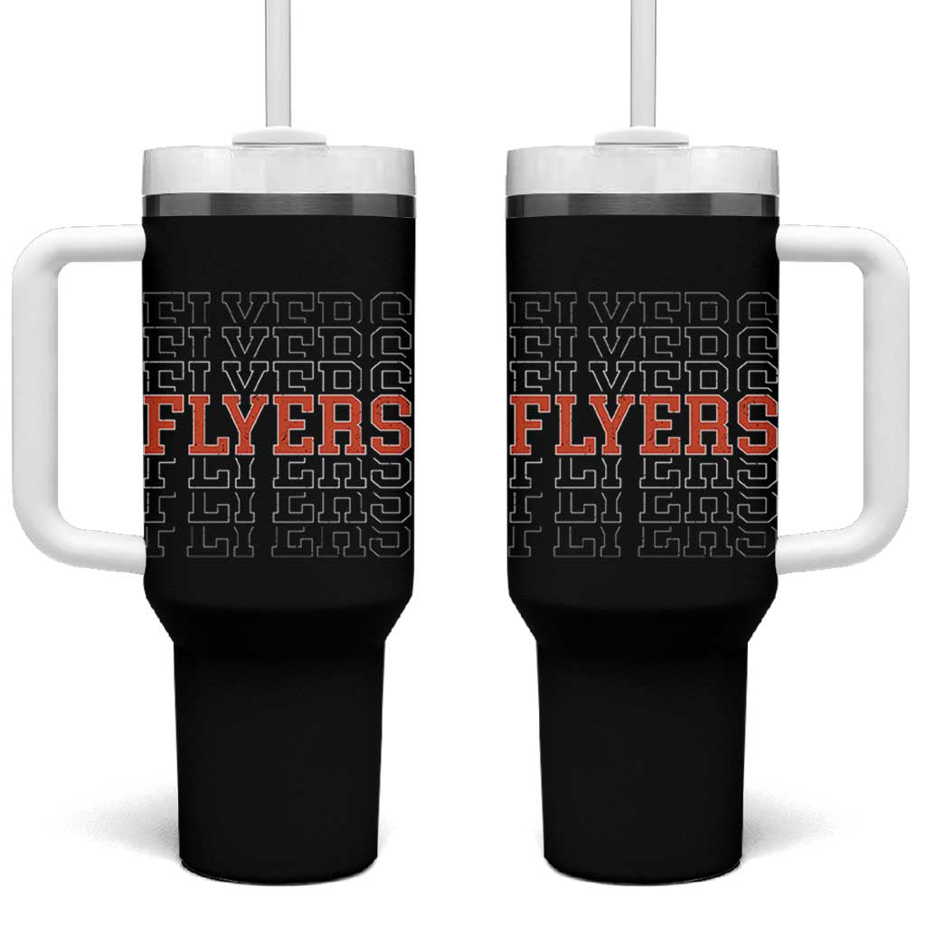 Retro Flyers Name Script Style Tumbler With Handle Vintage Distressed Graphic Sports Fan Pride