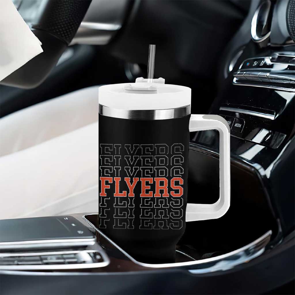 Retro Flyers Name Script Style Tumbler With Handle Vintage Distressed Graphic Sports Fan Pride