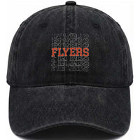 Retro Flyers Name Script Style Washed Cotton Baseball Cap Vintage Distressed Graphic Sports Fan Pride