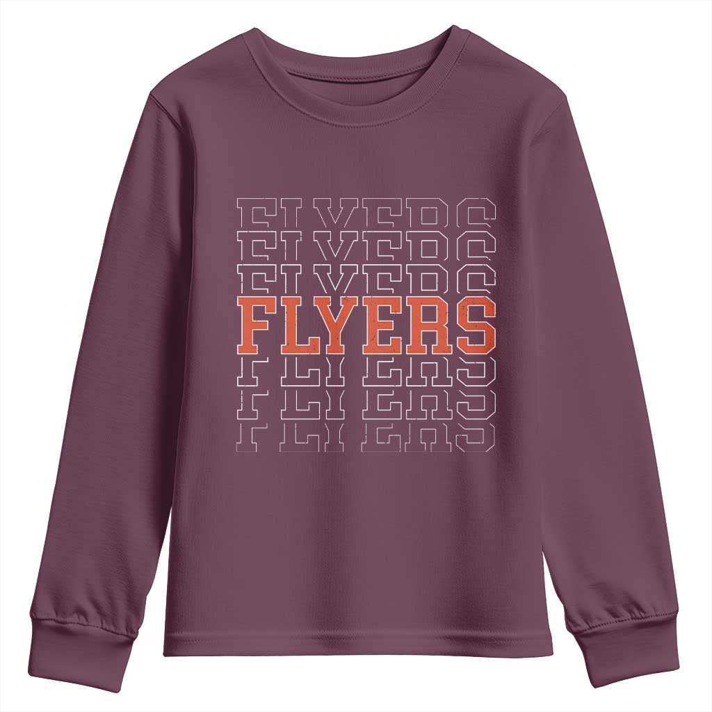 Retro Flyers Name Script Style Youth Sweatshirt Vintage Distressed Graphic Sports Fan Pride