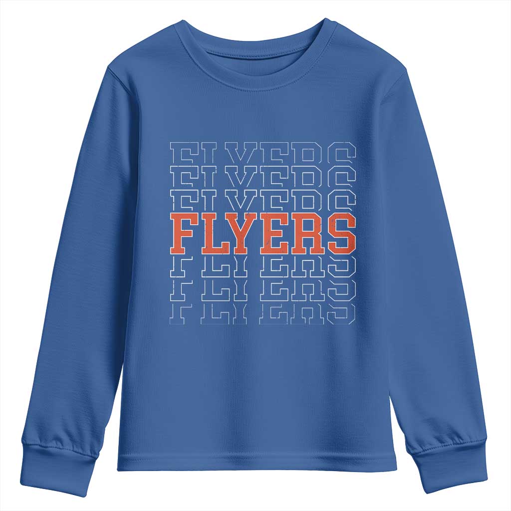 Retro Flyers Name Script Style Youth Sweatshirt Vintage Distressed Graphic Sports Fan Pride