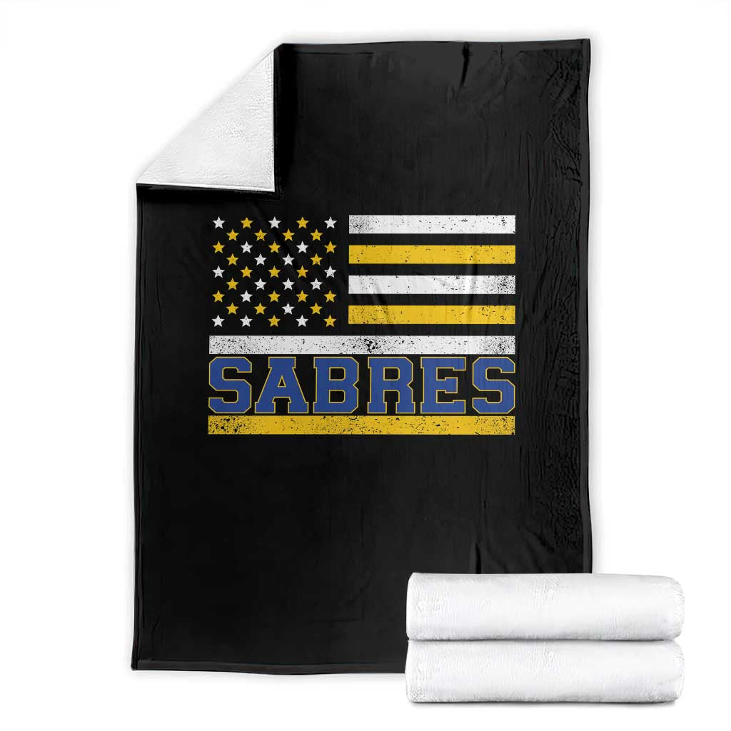 Retro Patriotic Sabres Name Pride American Flag Throw Blanket Distressed Sports Fan Graphic