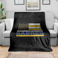 Retro Patriotic Sabres Name Pride American Flag Throw Blanket Distressed Sports Fan Graphic