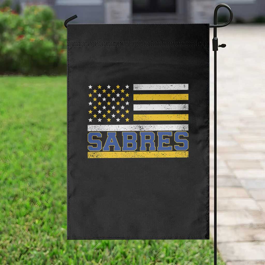 Retro Patriotic Sabres Name Pride American Flag Garden Flag Distressed Sports Fan Graphic