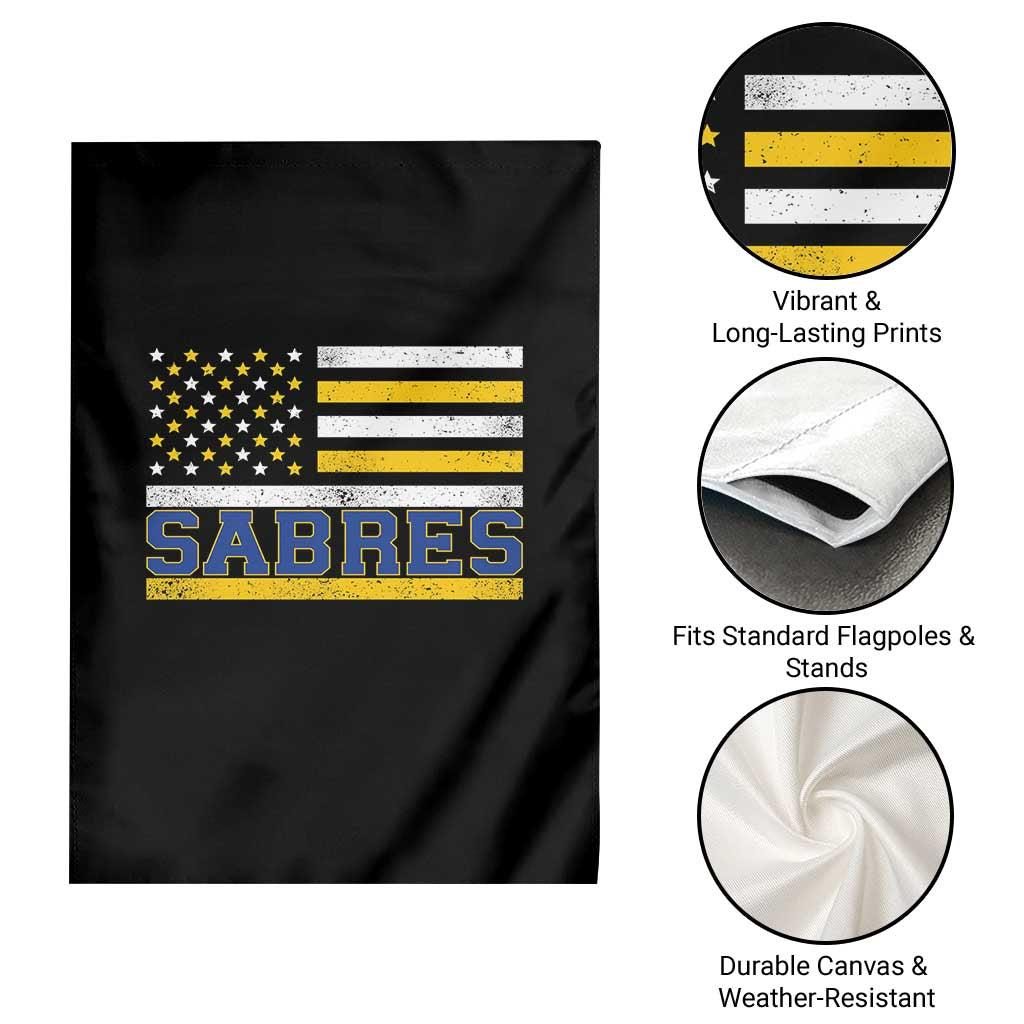 Retro Patriotic Sabres Name Pride American Flag Garden Flag Distressed Sports Fan Graphic