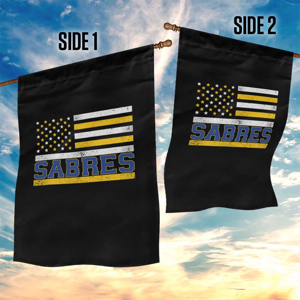 Retro Patriotic Sabres Name Pride American Flag Garden Flag Distressed Sports Fan Graphic