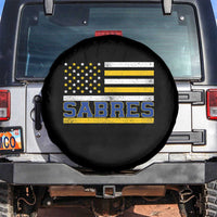 Retro Patriotic Sabres Name Pride American Flag Spare Tire Cover Distressed Sports Fan Graphic