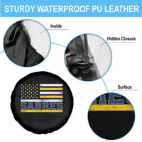 Retro Patriotic Sabres Name Pride American Flag Spare Tire Cover Distressed Sports Fan Graphic
