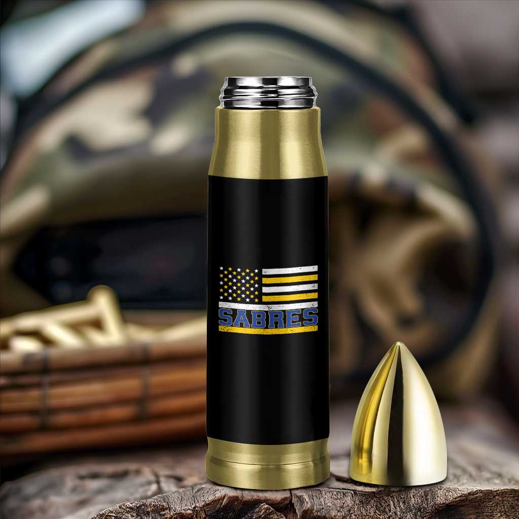 Retro Patriotic Sabres Name Pride American Flag Bullet Tumbler Distressed Sports Fan Graphic
