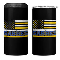 Retro Patriotic Sabres Name Pride American Flag 4 in 1 Can Cooler Tumbler Distressed Sports Fan Graphic