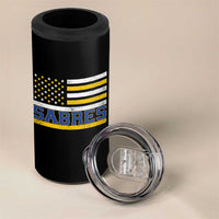 Retro Patriotic Sabres Name Pride American Flag 4 in 1 Can Cooler Tumbler Distressed Sports Fan Graphic