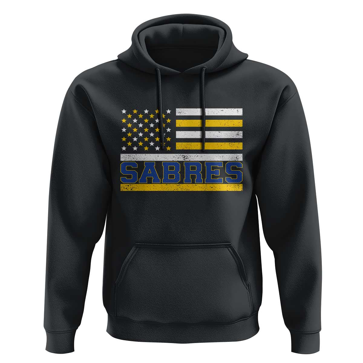 Retro Patriotic Sabres Name Pride American Flag Hoodie Distressed Sports Fan Graphic