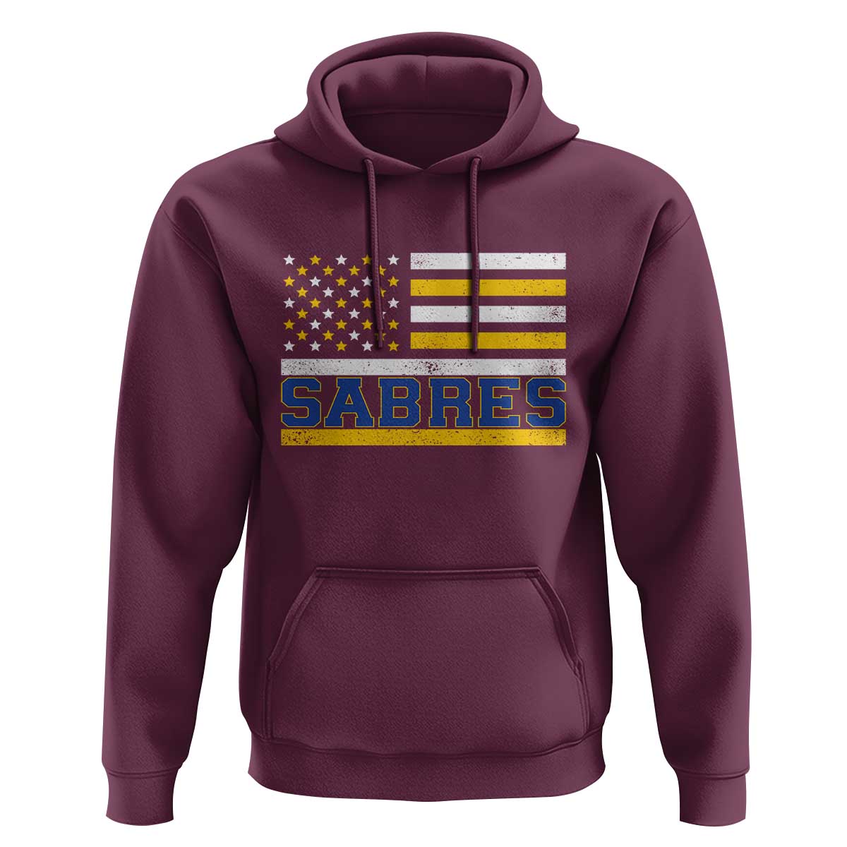 Retro Patriotic Sabres Name Pride American Flag Hoodie Distressed Sports Fan Graphic