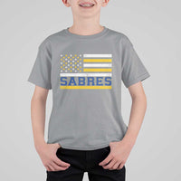 Retro Patriotic Sabres Name Pride American Flag T Shirt For Kid Distressed Sports Fan Graphic