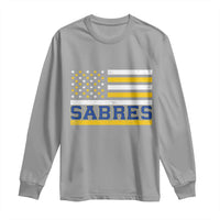 Retro Patriotic Sabres Name Pride American Flag Long Sleeve Shirt Distressed Sports Fan Graphic