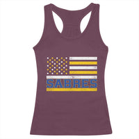 Retro Patriotic Sabres Name Pride American Flag Racerback Tank Top Distressed Sports Fan Graphic