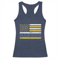 Retro Patriotic Sabres Name Pride American Flag Racerback Tank Top Distressed Sports Fan Graphic