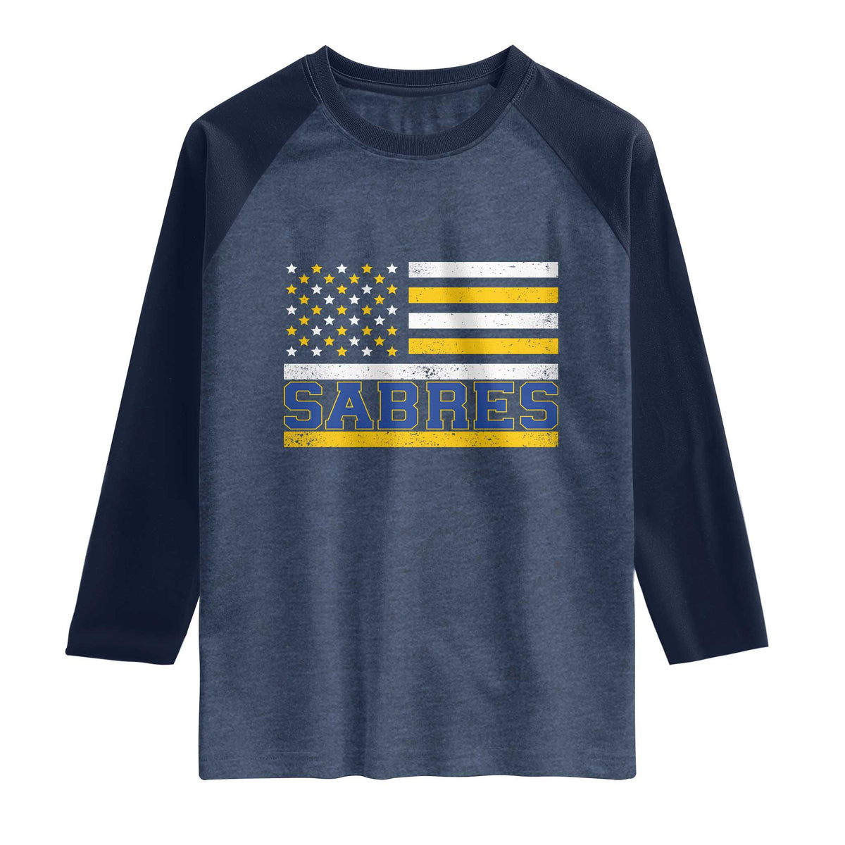 Retro Patriotic Sabres Name Pride American Flag Raglan Shirt Distressed Sports Fan Graphic