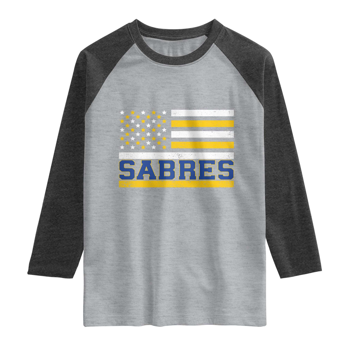 Retro Patriotic Sabres Name Pride American Flag Raglan Shirt Distressed Sports Fan Graphic