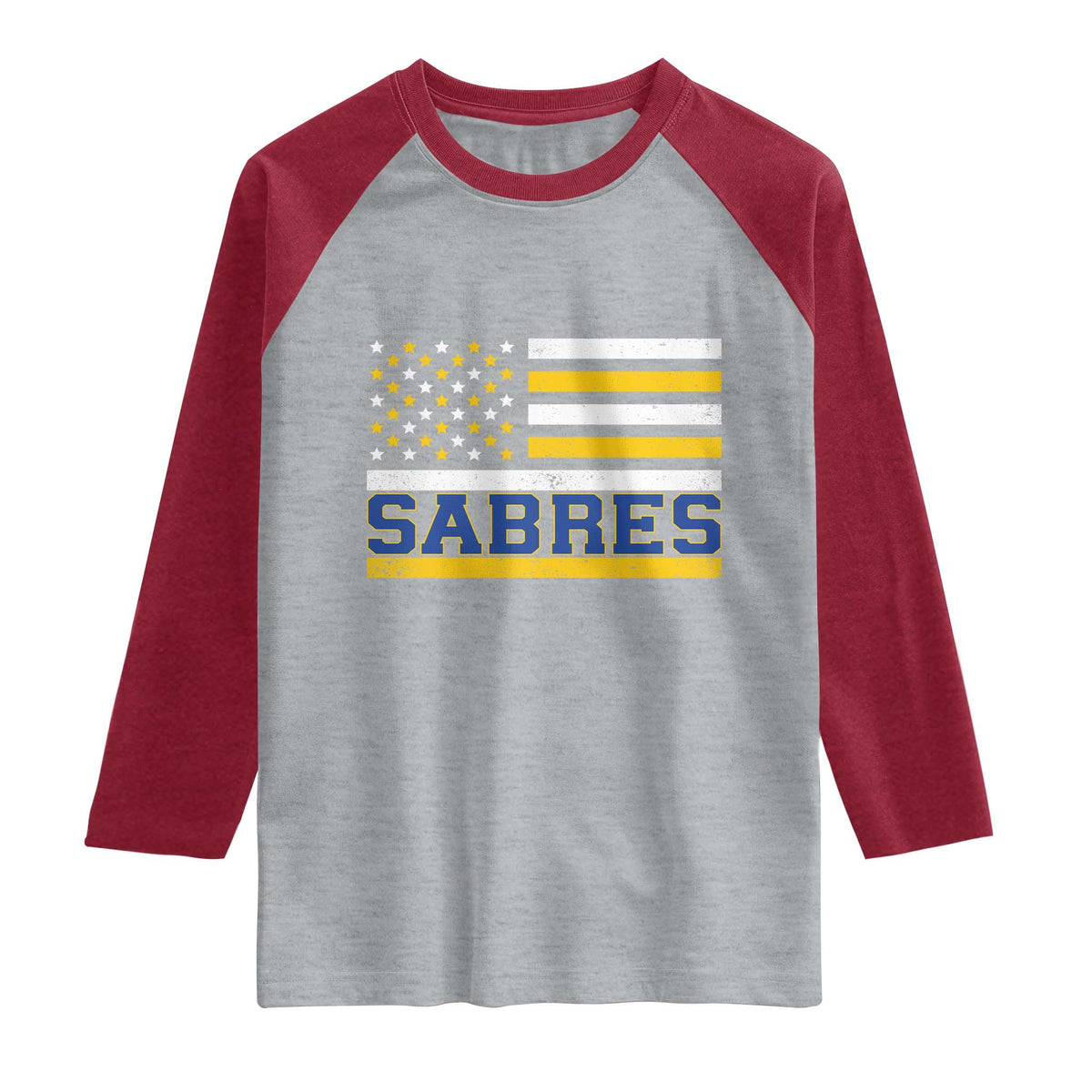 Retro Patriotic Sabres Name Pride American Flag Raglan Shirt Distressed Sports Fan Graphic