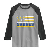 Retro Patriotic Sabres Name Pride American Flag Raglan Shirt Distressed Sports Fan Graphic