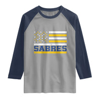 Retro Patriotic Sabres Name Pride American Flag Raglan Shirt Distressed Sports Fan Graphic