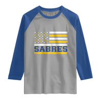 Retro Patriotic Sabres Name Pride American Flag Raglan Shirt Distressed Sports Fan Graphic