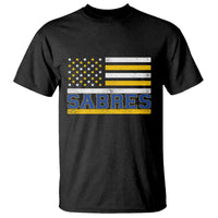 Retro Patriotic Sabres Name Pride American Flag T Shirt Distressed Sports Fan Graphic