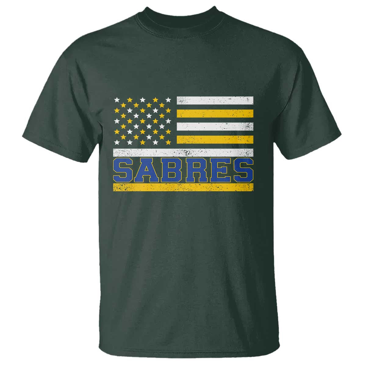 Retro Patriotic Sabres Name Pride American Flag T Shirt Distressed Sports Fan Graphic