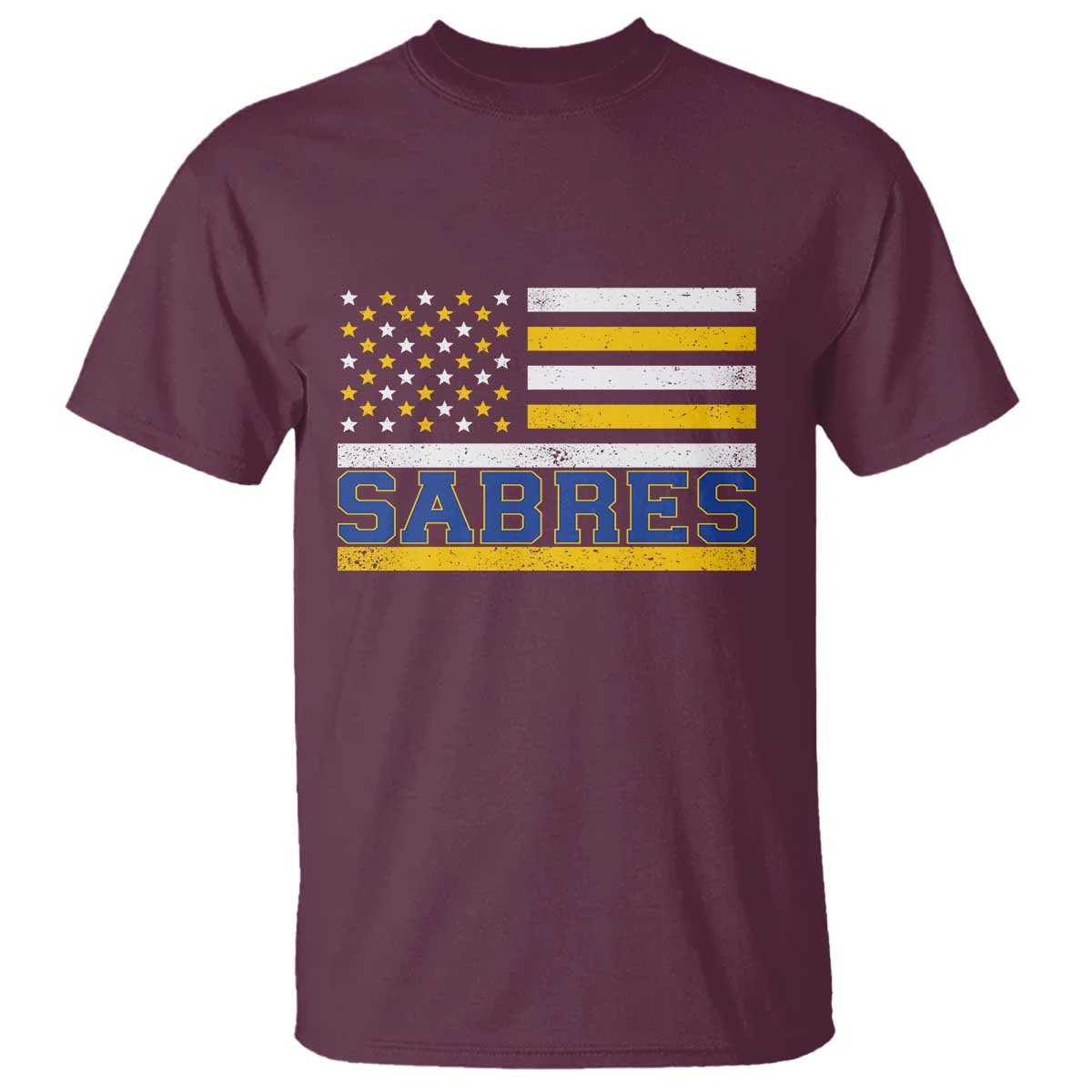 Retro Patriotic Sabres Name Pride American Flag T Shirt Distressed Sports Fan Graphic