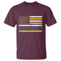 Retro Patriotic Sabres Name Pride American Flag T Shirt Distressed Sports Fan Graphic