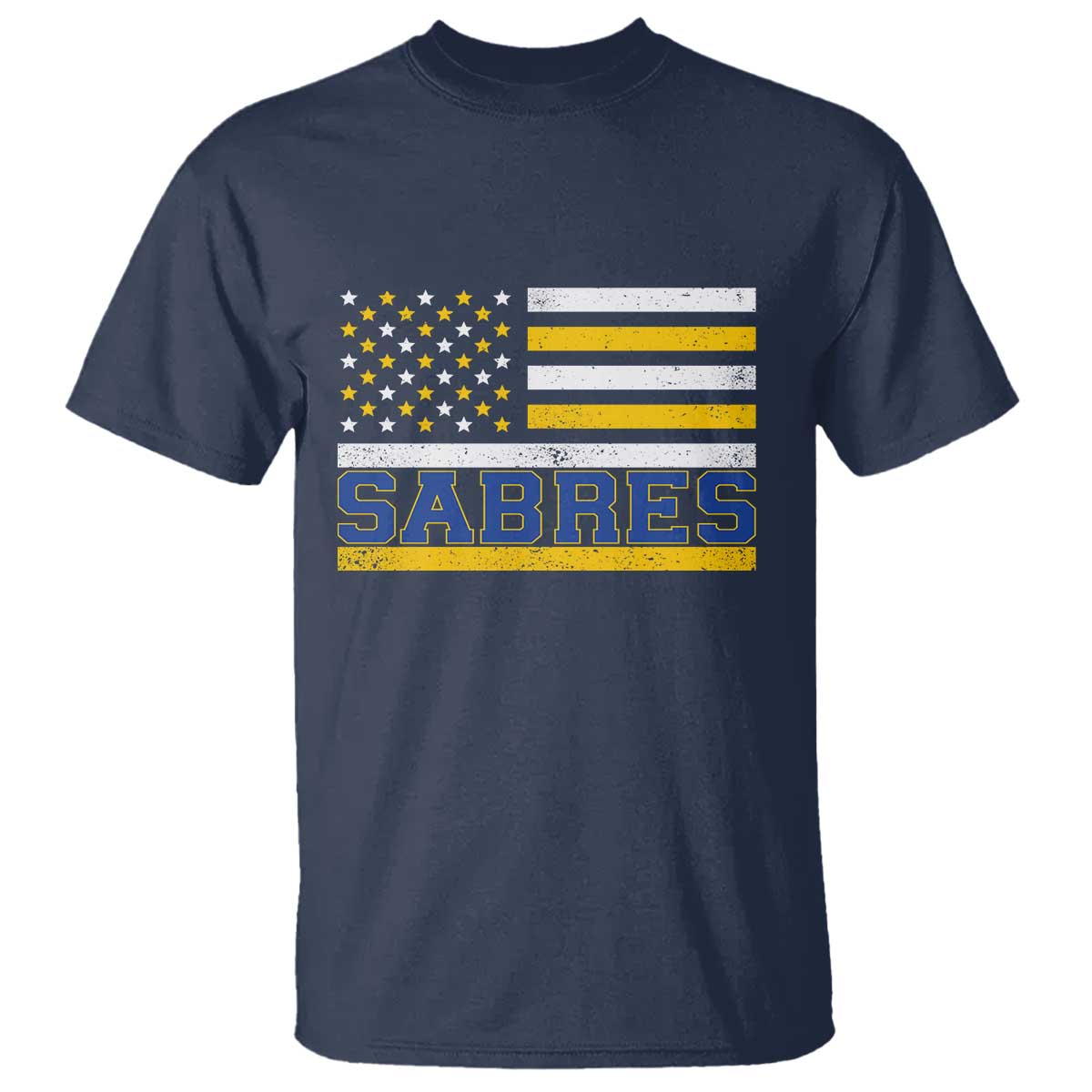 Retro Patriotic Sabres Name Pride American Flag T Shirt Distressed Sports Fan Graphic
