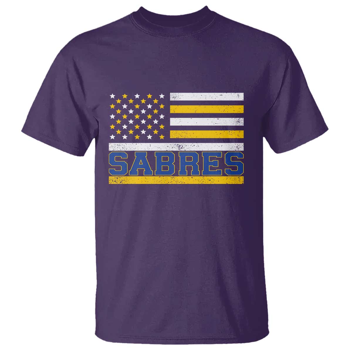 Retro Patriotic Sabres Name Pride American Flag T Shirt Distressed Sports Fan Graphic